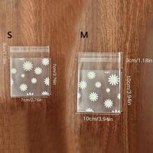 100pcs Daisy Printed Bakery Packaging Bags For Cookies, Snowflake Cakes And Pastries