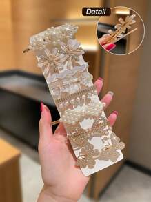 8 buc agrafe de păr cu perle artificiale și strasuri în culori mixte pentru femei, design versatil și elegant, potrivite pentru purtare zilnică casuală, agrafe cu gheare, agrafe de păr, articole școlare, accesorii de păr cu perle