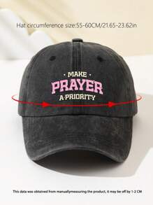 1 pieza Gorra de béisbol con parte superior suave y ajustable con la palabra "ORACIÓN" para mujer, sombrero de moda para exteriores, protección solar transpirable, adecuado para deportes al aire libre, camping, viajes y regalos de vacaciones