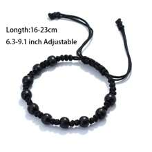 Antique Hand Braided Men Rope Bracelet Boho Black Brown Retro Round Wooden Bracelet For Men Armband Jewelry