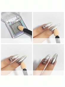 1box Colored Solid UV/LED Gel Nail Polish, Including Mirror Effect, Chameleon, Aurora, Galaxy Gray, Champagne Gold, Sapphire Blue, Rose Gold, High Gloss, Fine Glitter, With 1 Nail Buffing Stick, For Nail Salon Or DIY Use At Home Nails - Silver - View 8