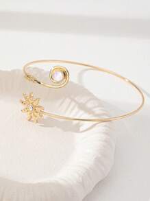 1 Pc Women Arm Cuff Sunburst Design Upper Arm Bangle Bracelet Fashion Body Jewelry Accessories