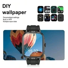 Nieuwe Hot Silicone Band Smart Watch Met 2.01" Full Screen Touch, Bellen/Beantwoorden Telefoongesprek, Stappenteller Calorieënteller, Multi-Sport Modi Afstand Volgen, USB Opladen, Melding Wekker, Compatibel met Iphone & Android Smartphones