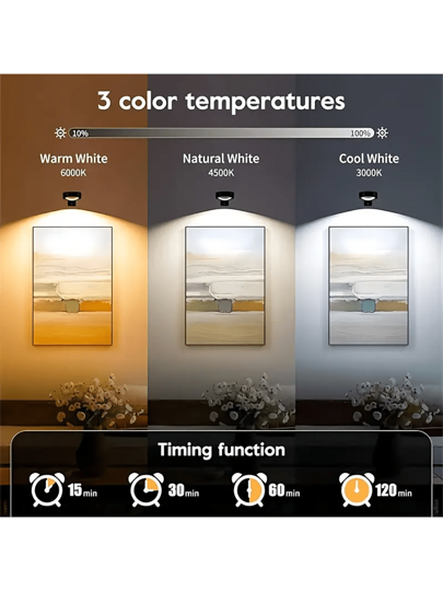 3pcs Battery Powered LED Wall Lights With Remote Control, Press Control, Adjustable Color Temperature And Timer, Wireless Wall Art Lighting, Suitable For Gallery, Staircase, Corridor, Bedroom Frame Decoration(Excluding Batteries) view 5