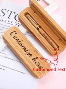 Customizable Ballpoint Pen, Bamboo & Metal Pen, Creative Logo Gift, Suitable For Office, Back To School, Wedding, Holiday Gifts For Parents, Colleagues, Friends