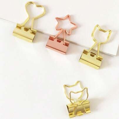12pcs Cat Shaped Paper Clips With Long Tails - Heart Shaped Metal Binder Clips, For Desktop Organizer, Paper Filing, Bookmarks, Cute Rose Gold Metal Document Clips, Small File Paper Clips With Box, Suitable For Office, School And Home Use,Back To School,School Supplies