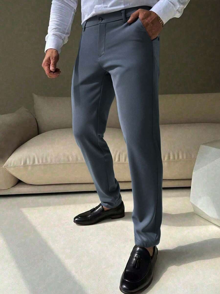 Pantalones de traje de unicolor versátiles y de moda, adecuados para ir al trabajo