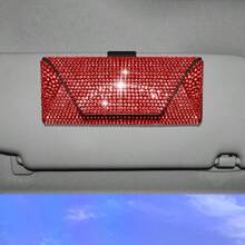 1 pièce Étui à lunettes décoratif avec strass, boîte de rangement pour lunettes