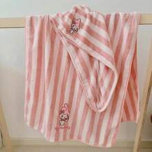 Sanrio 1/2pcs Sanrio Kuromi Bath Towel Coral Fleece, More Absorbent Than, Portable, Large Cute Towel For Bathing, Face Washing, Cartoon Hair-Drying Towel Back To School