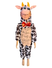 Disfraz Vaca Infantil Festival Primavera Carnaval Escuela - Blanco y Negro - Ver 1