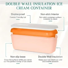 Rectangular Ice Cream Box, Ice Cream Storage Container With Lid And Spoon, 1.5 Quart Reusable Ice Cream Container, Homemade Ice Cream Bucket, Freezer Container, Red / Orange / Purple / Mint Green / Green Available In Various Colors, Stackable Design, Double-Layer Insulation, Insulation, Dishwasher-Friendly - Multicolor - View 7