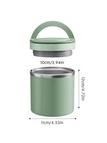 Meoky 1pc Stainless Steel Insulated Food Container With Handle - Keeps Food Warm/Cold, Portable Design, Suitable For Home And Office, Fashionable And Practical - Green-630ml - View 8