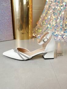 Giày cao gót trắng thời trang mới, giày sandal đế dày cho nữ, giày mules mũi nhọn, giày cao gót vừa phải, giày mùa hè kiểu Mary Jane, giày bít mũi, gót trong suốt, thanh lịch, giày bít mũi cho nữ, trang phục dự tiệc, trang phục cưới. - trắng - Xem 7