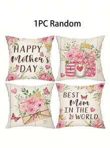 4 chiếc/1 vỏ gối Ngày của Mẹ vui vẻ với họa tiết hoa, phong bì, tình yêu và bướm, dùng để trang trí tiệc trong phòng khách, ghế sofa và phòng ngủ | 18x18 inch | Khóa kéo | Vải mềm mại và thoải mái - , Chống phai màu, Có thể giặt bằng máy, Thích hợp làm quà tặng Ngày của Mẹ, Đồ trang trí Ngày của Mẹ và Trang trí nhà cửa. Không có lõi gối - Nhiều màu - Xem 8