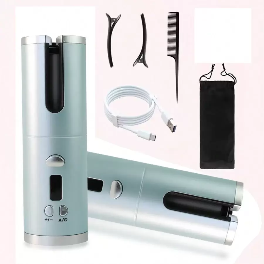 1 自动卷发器，USB 充电手持式自动卷发器，携带方便，适合家庭使用、商务旅行和旅游，送给男士女士的礼物创意独特的礼物顶级酷炫礼物送给她的礼物套装