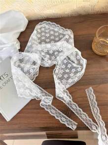 1 Stück eleganter Damenschal/Kopftuch mit Blumen-Spitze, doppelt verwendbar als Deko, Outfit-Accessoire, Haarband, passend zu Kleidern, Alltagsoutfits, Boho-Stil Haarband Turban Stirnband Schweißband