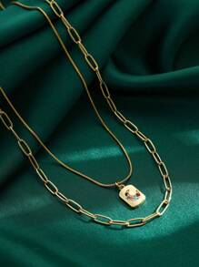 Tkool Set de 2 collares con colgante de luna creciente y rectángulo elegante y colorido para mujeres, empaquetados en caja de regalo adecuados para días festivos