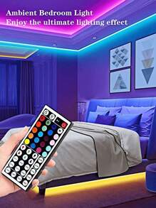 3ft-98ft RGB LED Strip Lights With 44-Key Remote Control, Adjustable Color & Brightness, Cuttable Length, Easy Installation, Suitable For Home Decor, Holiday Ambience, Party Lighting, & Fun Lamps - 彩色 - 查看 4