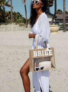 1pc Personalized Bride Bag Beach Bag Bridesmaid Tote Bag Bachelorette Gift Bag With Name Large Beach Tote Custom Gift Bachelorette Party Gift Honeymoon Gift, Custom Bride Transparent Tote Bag, Bride To Be Beach Bag, Bride Honeymoon Bag, Bridesmaids Gifts, Bride Gifts, Beach Tote Bag, Bride -Patc, Bride Beach Bag Personalized Bride Beach Tote Bridal Shower Gift For Bride To Be Gift Ideas Bride Gift Bag,Kawaii,Y2K,Minimalist,Commuting,Business Casual,Basics,Custom,Personalized,Unique,Customized,Ideal Gifts For Him,Ideal Gifts For Her,Her,Boyfriend,Girlfriend,Family,Friends,For Anniversaries,For Birthdays,For Holiday/ Vacation,For Outdoors/Outings/Travel/Hiking/Stadium/Sports/Climbing,For Business/Commute/Work/Office,Mother's Day Gifts Women