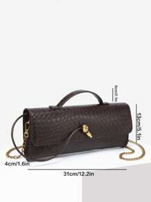 SIA 女士复古简约仿编织毛毡翻盖锁长款手提包手提包，大容量手拿包适合派对、活动、日常装扮 - 紫紅色 - 查看 7