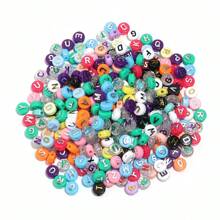 100 stuks/pak acryl platte ronde letterkralen, 10 mm, voor het maken van doe-het-zelf armbanden en kettingen
