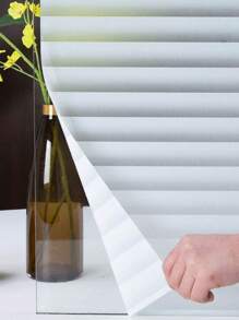 1 Roll Frosted Striped Window Film: Reusable Static Cling Privacy Film, UV Blocking & Decorative Vinyl For Bathroom, Office & Home Decor, Easy Install Non-Adhesive Window Covering - Multicolor - View 2