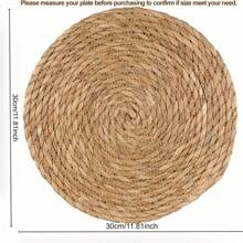 6pcs Handmade Natural Woven Round Placemats - Durable And Heat-Resistant, Ideal For Bohemian Style Dining | Suitable For Restaurants, Parties, Weddings, Home Decor, Christmas Decoration