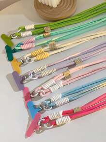 1pc Minimalist Solid Color Adjustable Shoulder Strap Phone Case Lanyard, Phone Cross-Body Halter With Clip, Universal Gifts For Mother, Family, Friends, Birthday, Holiday Phone Charm, Phone Chain - Multicolor - View 2