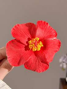 Set de 3 piezas/1 pieza de Horquillas para el cabello con flor de Hibisco hawaiano blanca/azul/roja de 4cm/1.57 pulgadas, de moda, versátiles, elegantes, sencillas, de unicolor, adecuadas para salidas diarias, ocio, fiestas, viajes, recogidos, coletas, lavado de cabello, maquillaje y combinación de atuendos