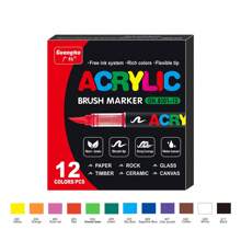 1 Set Multi-Colour Acrylic Paint Soft Tip Pen Stroke Marker Set Multi-Color Waterproof Quick Dry Marker Creative DIY Handbook Painting Graffiti God Poster Handwriting Greeting Card Drawing Pen Art Design Gift Stationery Student Office Hand Drawing Tools Cost-Effective Art Tools