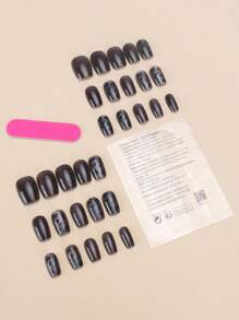 30 Pieces Of Short Coffin Shaped Pressed Fake Nail Patches, Leopard Print Cat Eyes Sweet And Cool Japanese And Korean Style Women's Fingernail Patches, New And Fashionable Fingertips, Matched With 1 Piece Of Jelly Glue And 1 Piece Of Rubbing Strip, Suitable For Women's Parties, Dances, Daily Casual Wear, Detachable And Reusable Wear