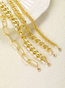 5PCS/4PCS Set Of Women's Simple Faux Pearls Gold-Tone Bracelets Perfect For Women's Casual And Daily Wear - Style 1 - View 4