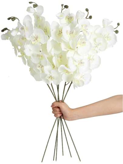 1/3/5/50支仿真蝴蝶兰，丝质蝴蝶兰，仿真植物，适用于家居、餐厅、客厅、户外花园装饰、插花、摄影道具、秋/春季装饰、花瓶、花墙、花环、新娘捧花、婚礼装饰、DIY花环材料、生日派对装饰、家居装饰配件、情人节、新年礼物