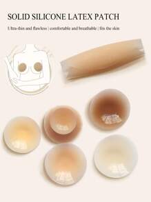 4 Peças Adesivos de Silicone para Seios, Adesivos Sólidos Autoadesivos Anti-Exposição Anti-Convexo Invisíveis para Mamilos, Alças de Casamento com Adesivos de Mamilo Sólidos e Sem Costura de Cor Única e Finos