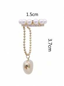 rundraw 1 件女友情人节礼物，简约铜心水钻仿珍珠单耳夹耳环，适合派对/日常佩戴配饰 - 金黃色 - 查看 6