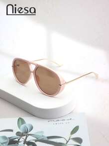 1 Stück Damen Piloten-Rahmen Metallbein PC (Polycarbonat) modische Modebrille für Strand, Party, Reisen, einfarbig, Boho-Stil, geeignet für alle Jahreszeiten für Sommerurlaub am Strand, Outdoor, Reisen