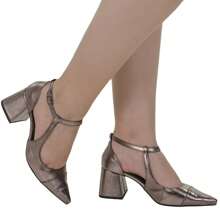 Buckle Strap Pumps Designed Toe High Heel Comfortable Formal Shoes 18300 - Silver - View 7