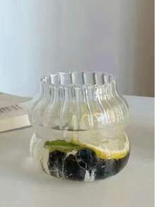 1个玻璃咖啡杯、早餐牛奶杯、冰美式咖啡杯、果汁杯、冷饮杯、水杯、波浪纹玻璃杯、竖条纹玻璃杯 - 彩色 - 查看 4