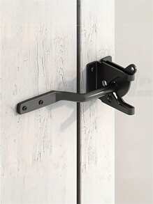 1 set de Loquet de porte en acier au carbone chromé à charnière longue, Loquet de porte de clôture autoverrouillant à levier de gravité automatique pour porte de clôture en bois, Gâches de porte de clôture (1 levier de verrouillage + 1 tête de verrouillage + 6 vis), Ensemble de serrure de charnière de clôture en acier au carbone - Goupilles en fer argenté, Loquet de jardin et de porte à usage multiple avec vis incluses, Loquet de portail automatique avec boulon pour clôture de pâturage, jardin, Clapet de rattrapage automatique en acier au carbone pour fourniture de matériel de clôture de jardin