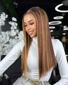 Spring And Summer Must-Have! Highlight Ombre P4/27 Straight Human Hair Bob Wigs And 13x4 Lace Front Wigs Ultra-Light Human Hair Wig 220% Density  30-Min Install Comfortable And Breathable, Natural And Realistic