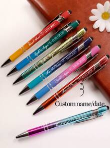1-224Pcs Personalized Name Date Gradient Pens Ballpoint, Back To School Supplies For Kids,Customized Engraving Pen, Personalized Pens, Customizable Nice Writing Pens, Ball Point Pens, Customized Stylus Pens For Touch Screens ,Travel Organizer - Style a - View 7