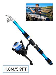 Set completo de caña de pescar telescópica con carrete giratorio, señuelos, anzuelos y accesorios de pesca para viaje