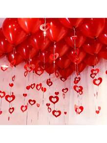 106pcs Red Heart Rain Silk Pendant Hanging Decorations Plastic Red Heart Spiral Banner, Valentine's Day Heart Shaped Hanging Decorations, Wedding Anniversary Love Party Ceiling Ribbon, Valentine's Day Party Supplies, Heart Sequin Hanging Decorations, Restaurant Window Decorations And Layout Supplies Bridal Party Wedding Ceremony Essential ,Wedding Ceremony Decor(With Lanyard) Gifts Birthday Graduation Birthday Decorations Party Decorations Bachelorette