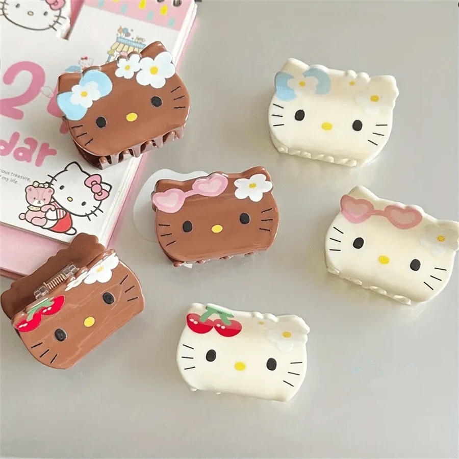 Sanrio [Autoryzowane]Mini Hello Kitty Akrylowe Spinki Do Włosów - Urocze Spinki Do Włosów Grubych, Jednolity Kolor Inspirowany Projektem z Kreskówki