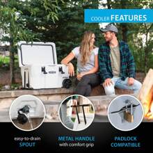 55 Quarts.Hard Sided Cooler Box With Wheels, Arctic White - Single - View 7