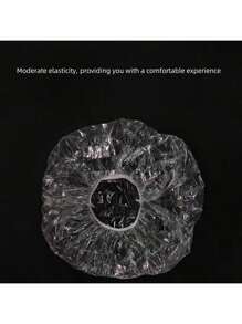 100 Pieces Per Pack Transparent Disposable Non Wash Shower Cap, Waterproof Elastic Shower Cap, Thick, Large, High Elastic Shower Cap, Used For Bathing And Hair Care, Easy To Carry During Travel Home Bathroom Decor Summer Back To School