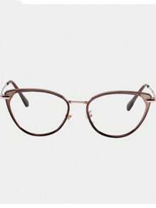 1pc Y2k Ladies Cold Tea Elegant All-Match Cat-Eye Glasses, Clear Glasses Plano Lenses Ladies Glasses Accessories