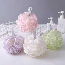 4pcs Lace Extra Exfoliating Home Spa Shower Loofahs, Sponge Brushes, Bath Spa Scrubber For Face & Body, Gently Foaming