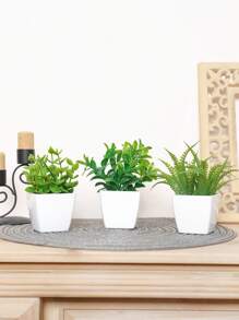 1set (3PCS) Mini Simulation Plant Pot Combination Home Living Room Bathroom Spring Party Table Top Cute Decorative Gift Gifts Birthday Graduation