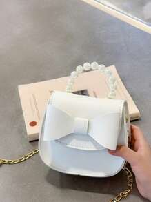 Butterfly & Pearl Decor Meisjes Stijlvolle Messenger Bag, Schattige Cross-Body Schoudertas